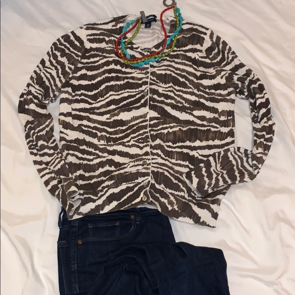 Lands’ End Printed 100% Supima Cotton Sweater